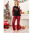 thumbnail image 6 of Matching Family Women's Pajamas Sets Christmas Pajamas Letter Print Top and Plaid Bottom Sleepwear Jammies with Pockets, 6 of 9