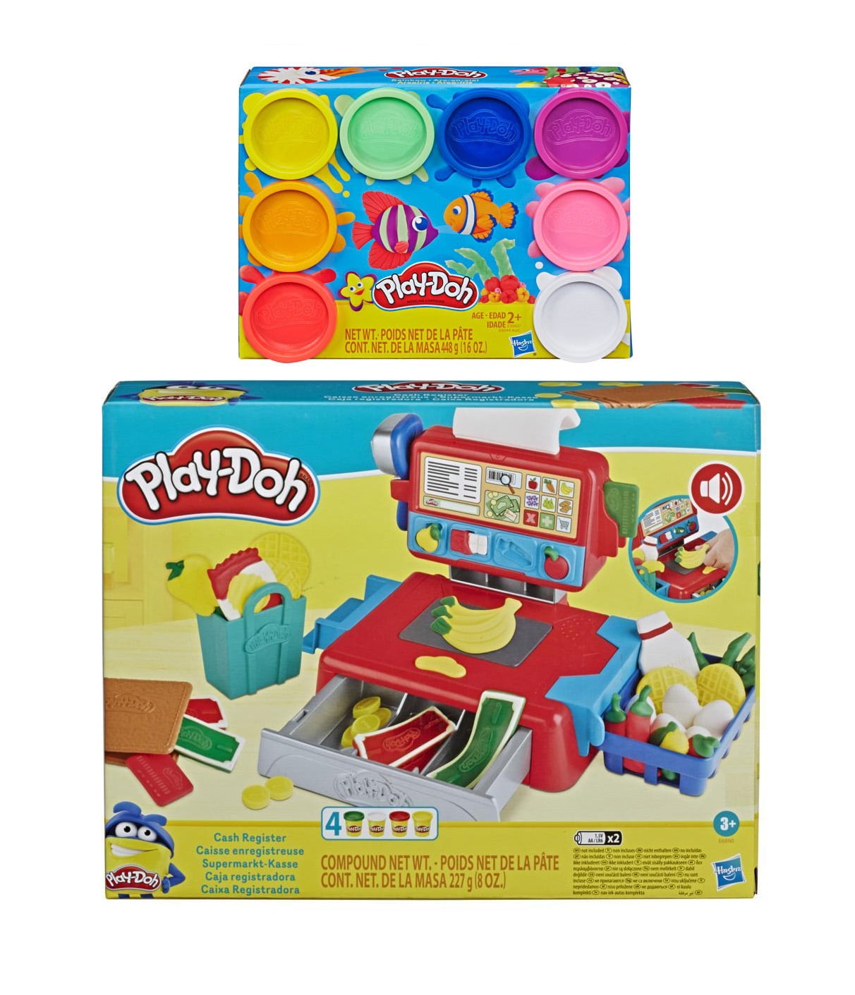 Play Doh Cash Register Toy Play Set + Play Doh 8 Pack of Rainbow