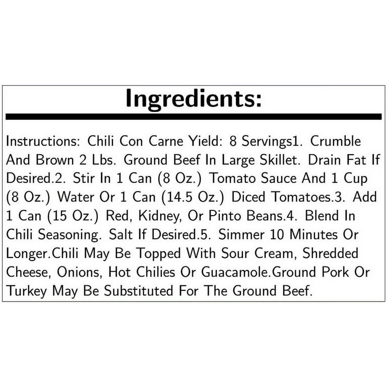 Williams White Chicken Chili Packet Ingredients Williams Chili