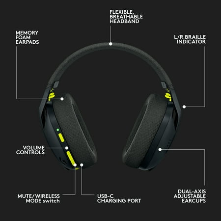 Logitech - G435 Wireless Gaming Headset for PC, PS5, PS4, Nintendo Switch, Mobile - Black