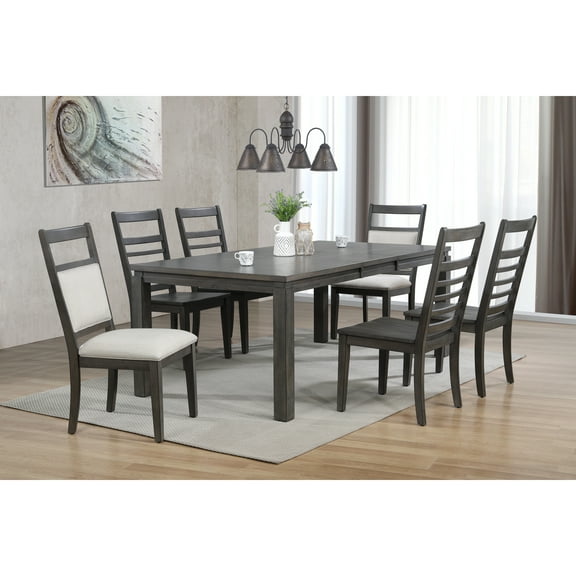 Extendable Dining Set - 8 Person Rectangular Table with 2 Upholstered Chairs