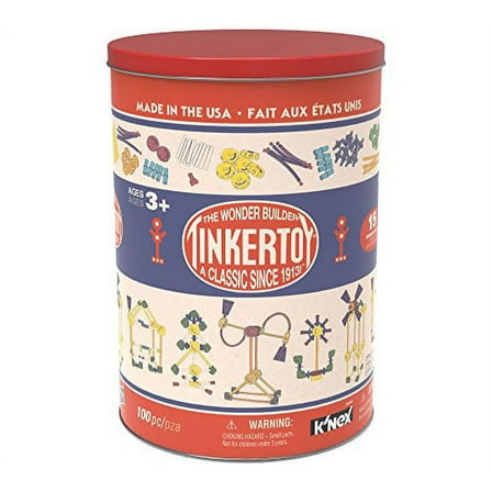 K'NEX Tinkertoy Classic Building Tin Construction Play Set, 100 Pieces