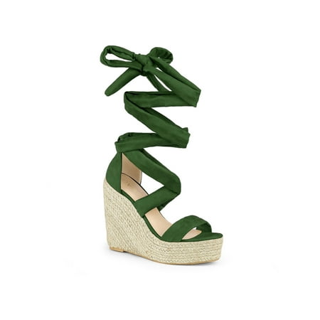 

Allegra K Women s Sandals Platform Wedges Heels Espadrille Lace up Sandals