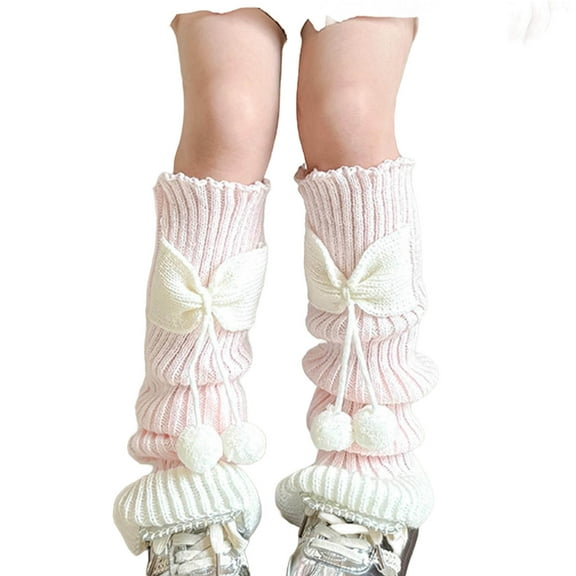 Cethrio Girls Winter Socks, Knitted Thermal Stretch Princesses Knee-High Socks Pink Size 3-15T