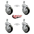 thumbnail image 2 of 5 Inch Black Polyurethane Swivel ½ Inch Threaded Stem Caster Set with Brake SCC, 2 of 2