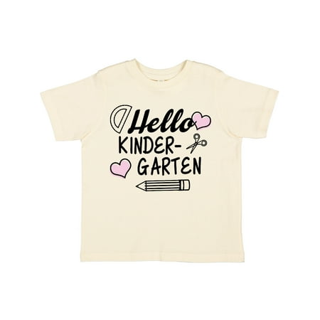 

Inktastic Hello Kindergarten with Hearts and School Supplies Gift Toddler Boy or Toddler Girl T-Shirt
