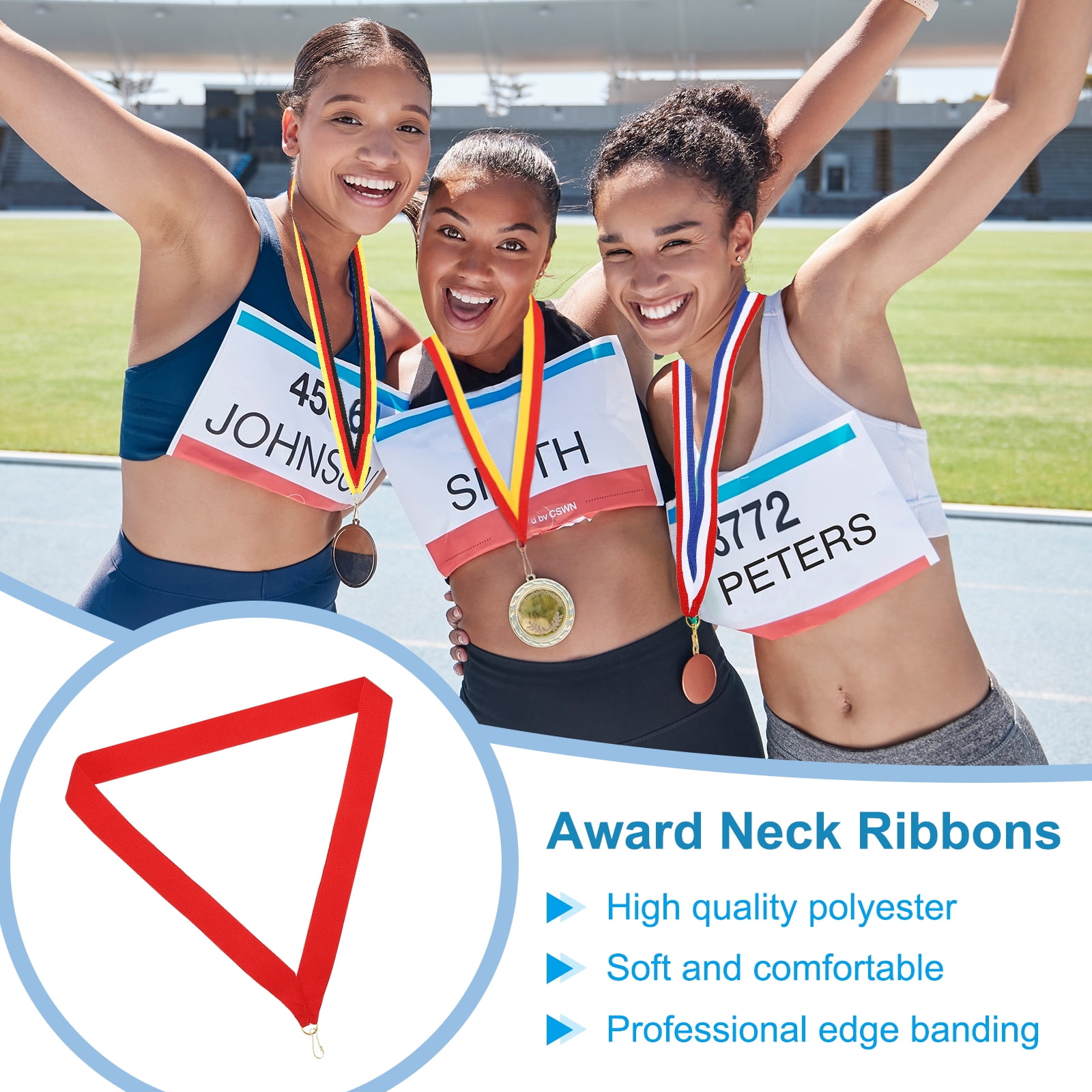 Uxcell 40 Pcs Polyester Striped Award Neck Ribbons with Snap Clips, 4 Colors
