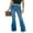 Dark Blue, variant on LYMAYTER S-XL Women Flare Jeans Fashion Mid Waisted Jeans Tummy Control Button Fly Denim Pants Trousers