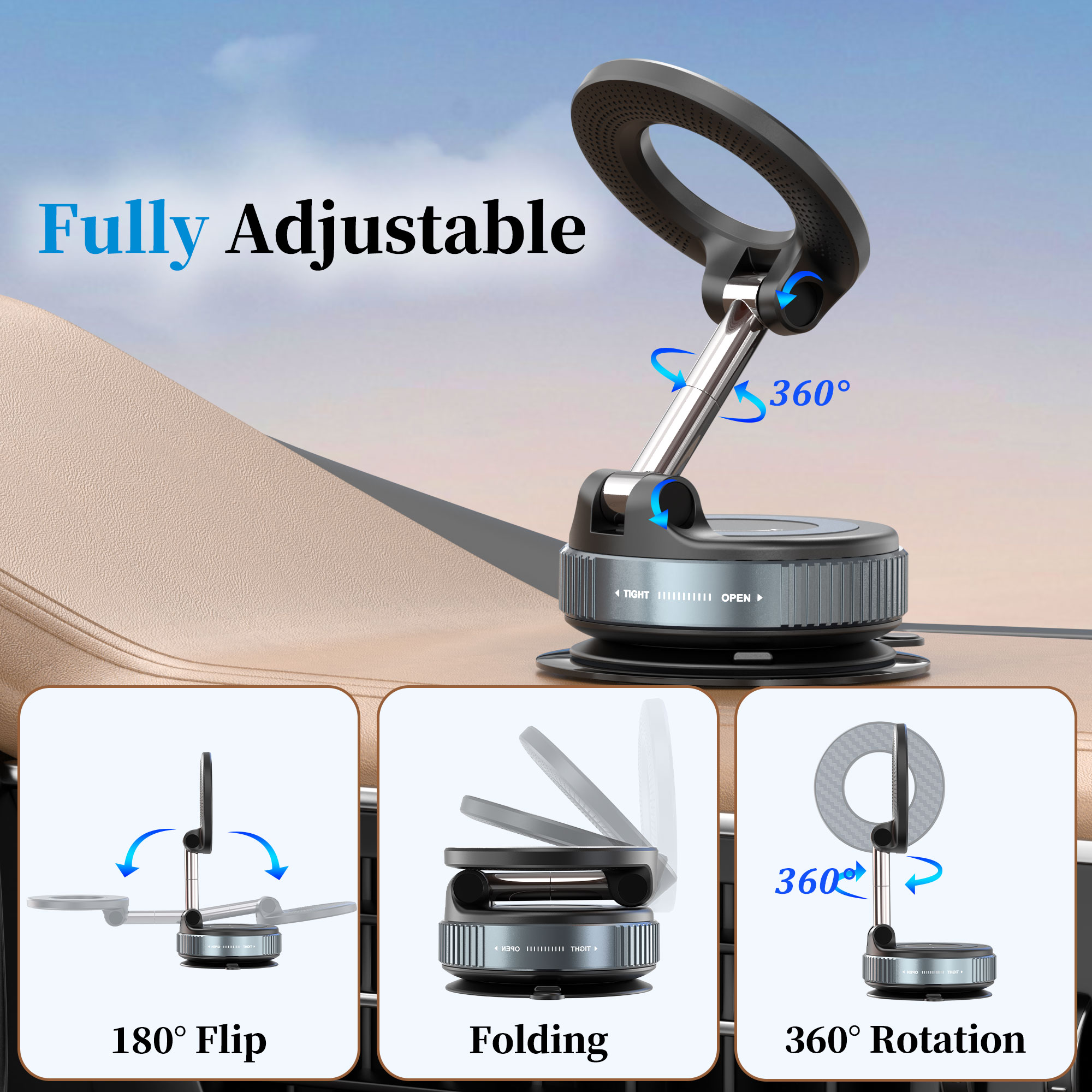 SPORTLINK Magnetic Car Phone Mount, Suction Cup, Black photo 4