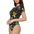 thumbnail image 2 of Easygdp Mardi Gras Carnival4 Women'S Waist-Cinching Short-Sleeved Onesie, Olastic Onesiet,Snaps At Bottom,Easy To Put On And Take Off - Medium, 2 of 9