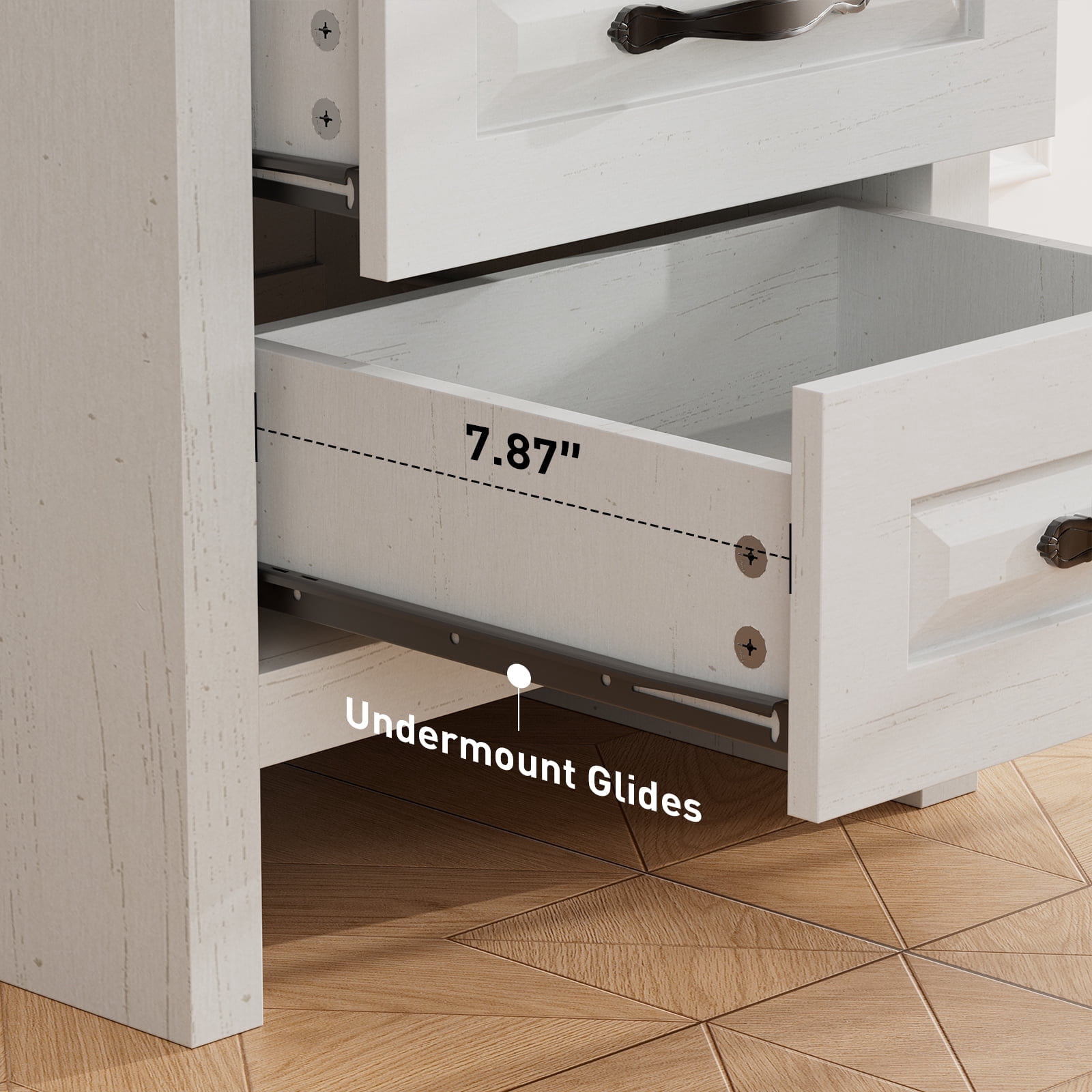 CHITOOMA Nightstand Set of 2 with Charging Station, 2-Drawer Farmhouse Bedside Table with Open Shelf, Small Wood End Table for Bedroom Living Room, White & Brown