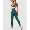 thumbnail image 4 of PISONIC Women 2 Piece Workout Sets Color Block Sports Bra High Waist Tummy Control Active Leggings Yoga Outfit Set, 4 of 8