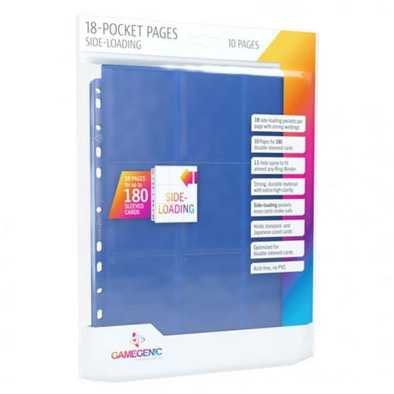 Gamegenic - Blue Sideloading 18-Pocket Pages (10 Pack)