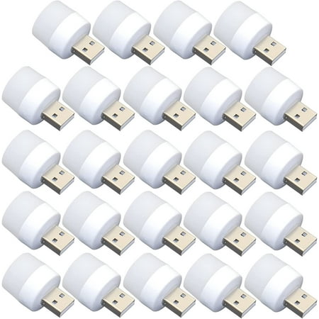 

USB lights at night Mini LED bulbs without light sensor plugin warm white compact ideal for bedrooms Bathroom Kitchen Automobile USB Atmosphere Light (24pcs/pack white light)