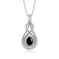 thumbnail image 2 of RYLOS Matching Jewelry Love Knot Set: Sterling Silver Tennis Bracelet, Ring & Necklace Gemstone w/ Diamonds Adjustable 7"-8" Wrist & 18" Chain Cabochon Onyx October Birthstone; Size 10, 2 of 9