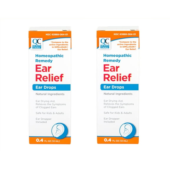 2 Pack Quality Choice Homeopathic Remedy Relief Ear Drops 0.4oz Each