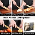 thumbnail image 4 of Kitchen Knife Set, 6-Pieces Rose Gold Titanium Coated Knife Block Set with Wood Magnetic Knife Block, Non-stick & Non-slip Stainless Steel Sharp Chef Knife Set, Knives Set for Home Kitchen, 4 of 7