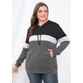 thumbnail image 3 of JuneFish Women's Plus Size Long Sleeve Sweatshirts Color Block Hoodies Pullover with Pocket, 3 of 7