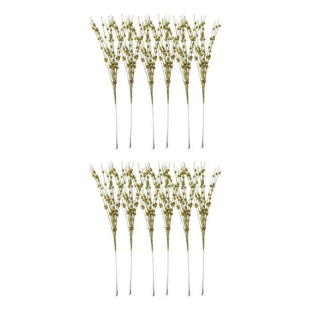 Bearachild 6x llamativos tallos de bayas con purpurina falsa, impresionantes arreglos florales, plástico de amplia aplicación dorado 2Conjunto