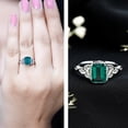 thumbnail image 3 of Rosec Jewels Created Emerald Solitaire Ring with Diamond for Women - Celtic Knot Ring (6X8 mm), 925 Sterling Silver, US 4.00, 3 of 8