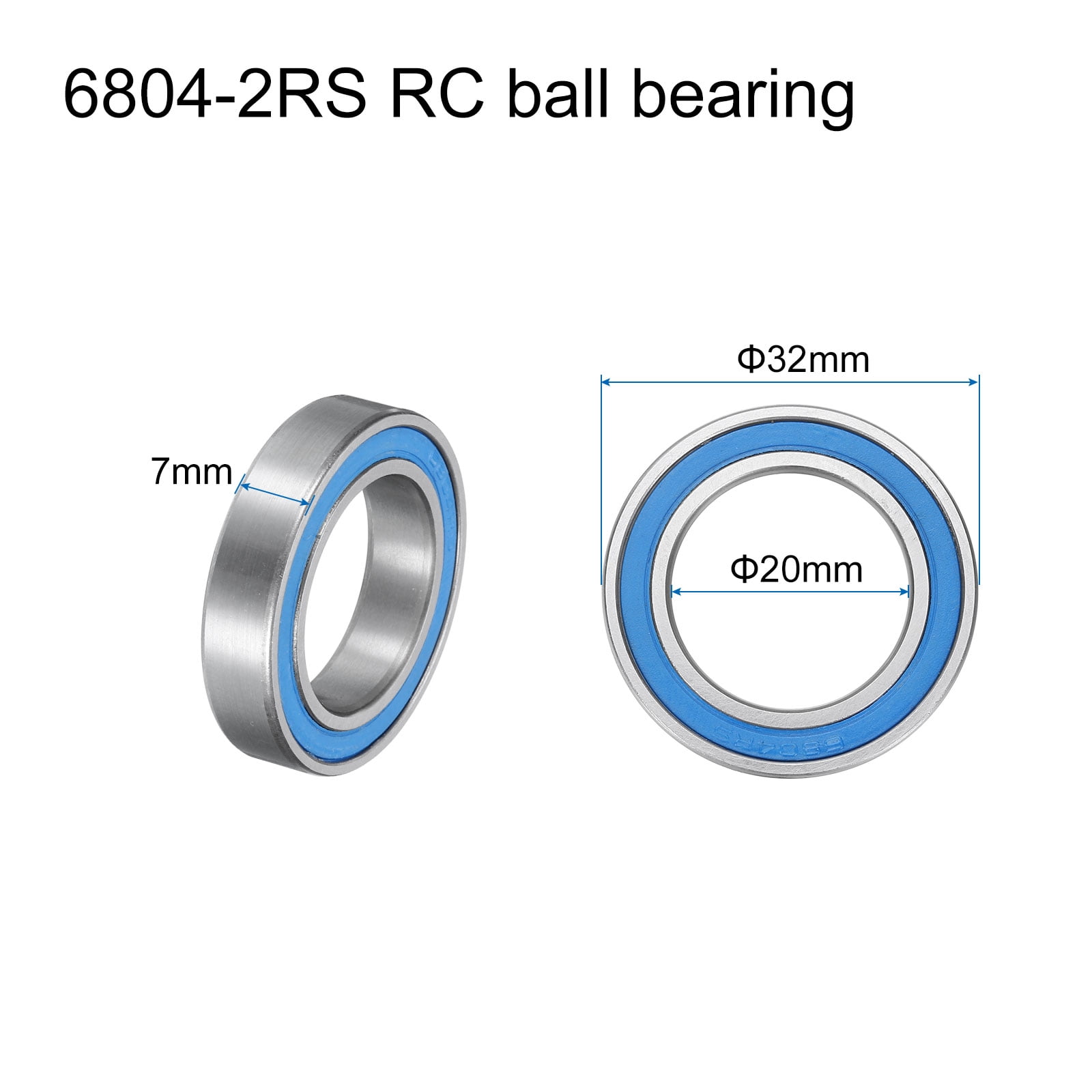 Uxcell 15Pcs 6804-2RS Miniature Ball Bearings 20x32x7mm Double Sealed Bearings, Blue