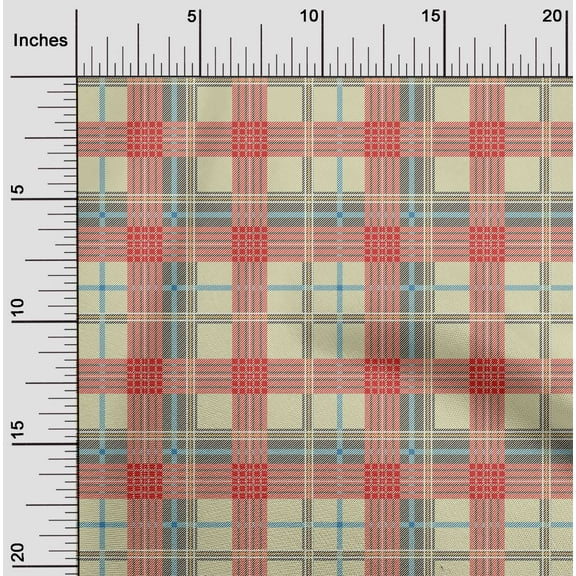 oneOone Viscose Chiffon Fabric Tartan Check Print Fabric By The Yard 42 Inch Wide