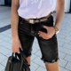 thumbnail image 4 of Karight Women's Ripped Mid-Rise Denim Bermuda Shorts Frayed Raw Hem Stretch Jean Shorts, 4 of 9