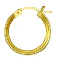 thumbnail image 3 of Wellingsale Ladies 14k Yellow Gold Polished 14.5mm Channel Set CZ Hoop Earrings (14.5 x 14.5 mm), 3 of 7