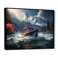thumbnail image 2 of Designart "River Tranquility Red and White Fishing Boat III" Transportation Framed Wall Art - Modern Red Boat Fishing Entryway Framed Wall Art, 2 of 6