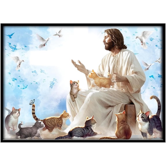 Cats Jesus Surrounded By Cats Canvas 1.5in 36" x 24"