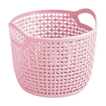 DefiDgd Woven Storage Basket Decorative Basket with Handle,for Blankets,Toys,Clothes,Shoes,Plant Organizer Bin,Living Room Home Decor(Pink)