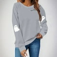 thumbnail image 2 of LHVUOA Womens Halloween Sweatshirts Spooky Season Funny Long Sleeve Crewneck Shirts Cute Ghost Graphic Halloween Sweater Pullover Tops, 2 of 5