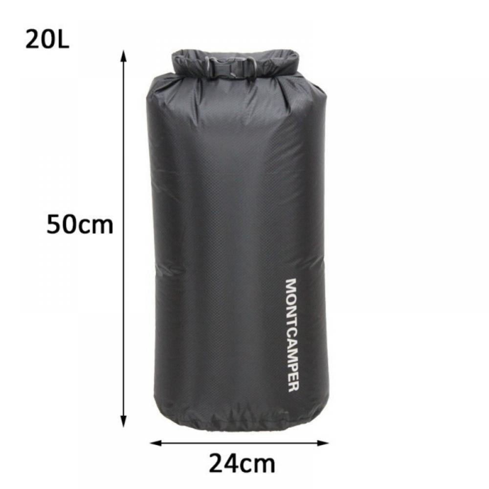 in black 20L roll top dry bag 100% waterproof lightweight TOUGH RIPSTOP nylon 
