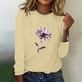 thumbnail image 2 of IROINNID Pink Tops for Women Long Sleeves Shirts Printed Round Neck Comfy Tee ,Khaki, 2 of 5