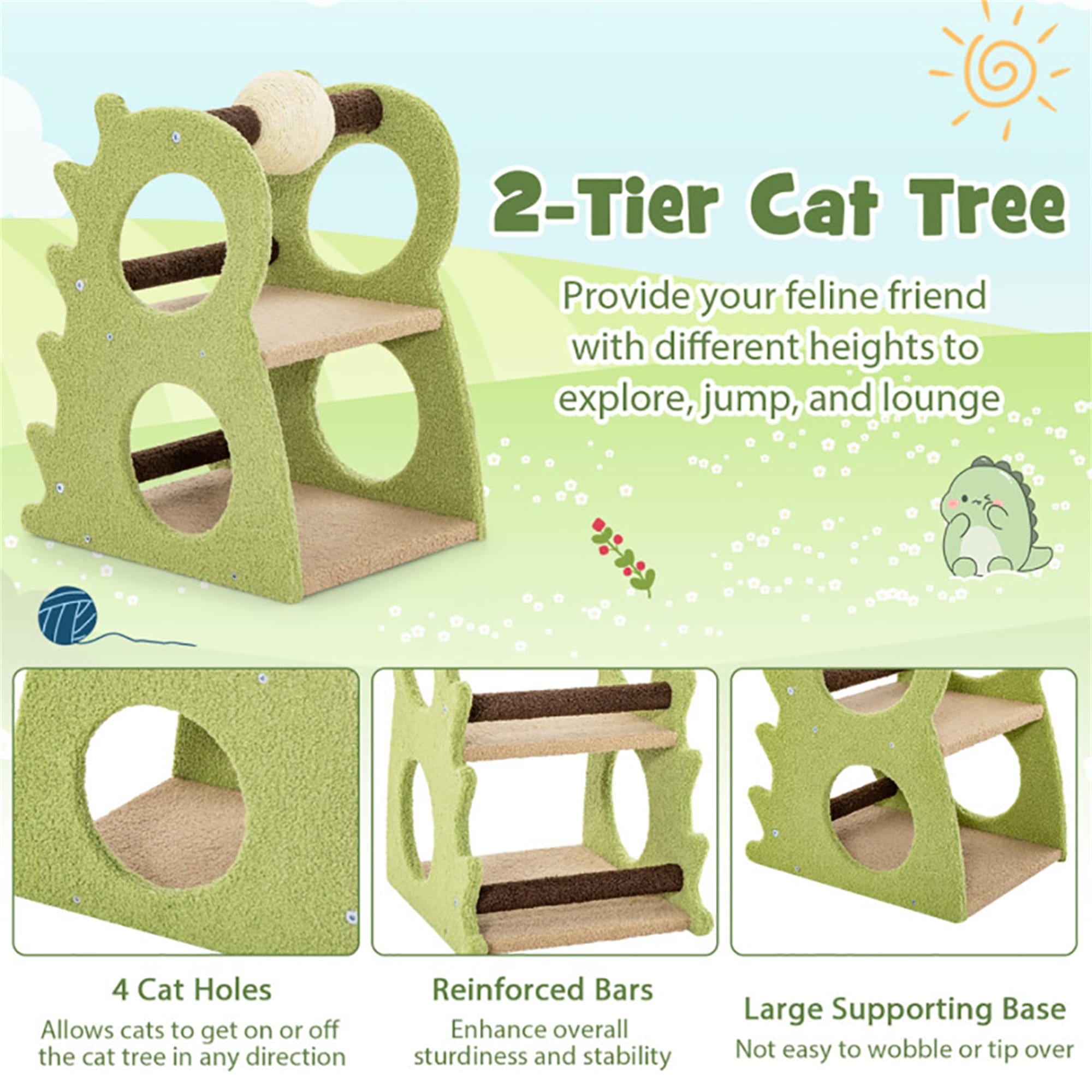 Kadyn 23" Cat Tree Tower for Indoor Cats with Rotatable Sisal Scratching Ball, Cat Condo Furniture for Kittens, Green
