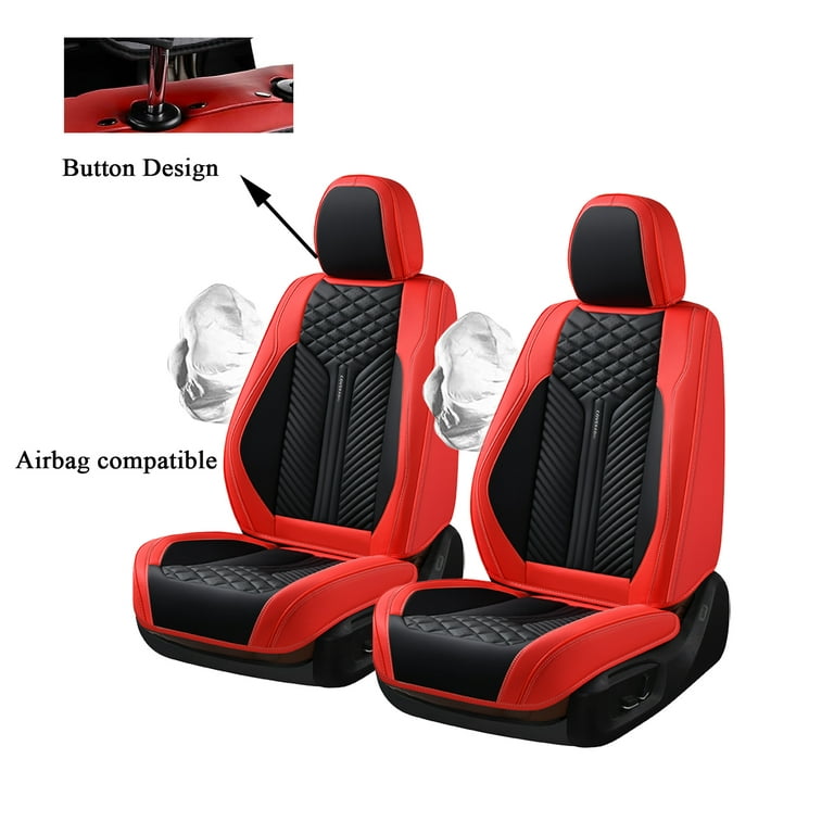 Coverado Front Pair Car Seat Covers, Waterproof Premium Leather Car  Interior, 2 Pieces Auto Seat Protectors, Universal Fit Most Sedan, SUVs and  Pickup, Black&Red 