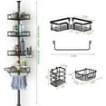 thumbnail image 3 of Corner Shower Caddy Tension Pole, 4-Tier Rustproof Bathroom Organizer Storage for Inside Shower Bathtub Shampoo,39 to 113 Inch Adjustable Floor Standing Shelves Black, 3 of 6