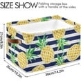 thumbnail image 4 of Coolnut Summer Pineapple and Black Stripes Texture Storage Basket, Durable Canvas Organizer With Handles Large Collapsible Storage Bins Boxes for Home Office - 1 Pack Home Decor, 4 of 7