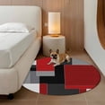 thumbnail image 3 of Red Black Grey Geometric Round Area Rug 7 FT, Non Slip Living Room Area Carpet, Abstract Modern Irregular Washable Soft Circular Rug Non-Shedding Floor Carpet for Bedside Office Play Room Classroom, 3 of 9