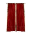 thumbnail image 3 of Ring Top Sheer Sari Curtains 60" W X 63" L matching tiebacks- Handcrafted Fire Brick Indian Drapes Unlined for light & airy ambience Perfect for Living/Bedroom/Dining Room Sold in Pairs, 3 of 6