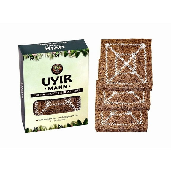 Coconut Coir Scrubber Pads for Dishes – Eco-Friendly Natural Scrubs (4-Pack)