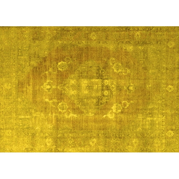 Ahgly Company Machine Washable Indoor Rectangle Persian Yellow Traditional Area Rugs, 2' x 3'