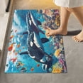 thumbnail image 6 of Toilet Rug Set Non-Slip Bathroom Rugs Soft Plush Machine Washable Contour Bath Mat Whales Swimming in Sea 24x20/24x16, 6 of 9
