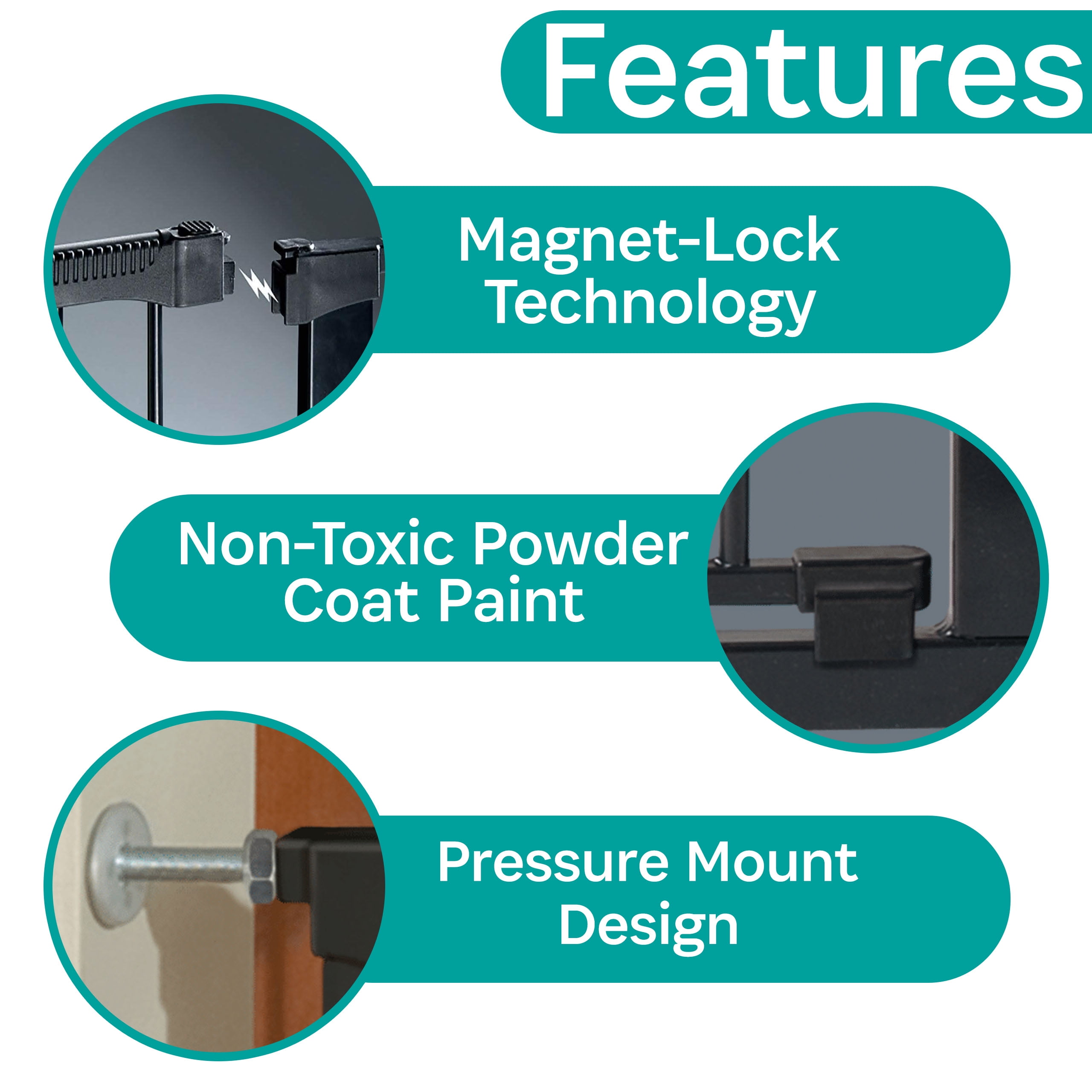 KidCo Auto Close Pressure Mounted Baby Gate Dog Gate, Black, 2"L x 37"W x 29.50"H