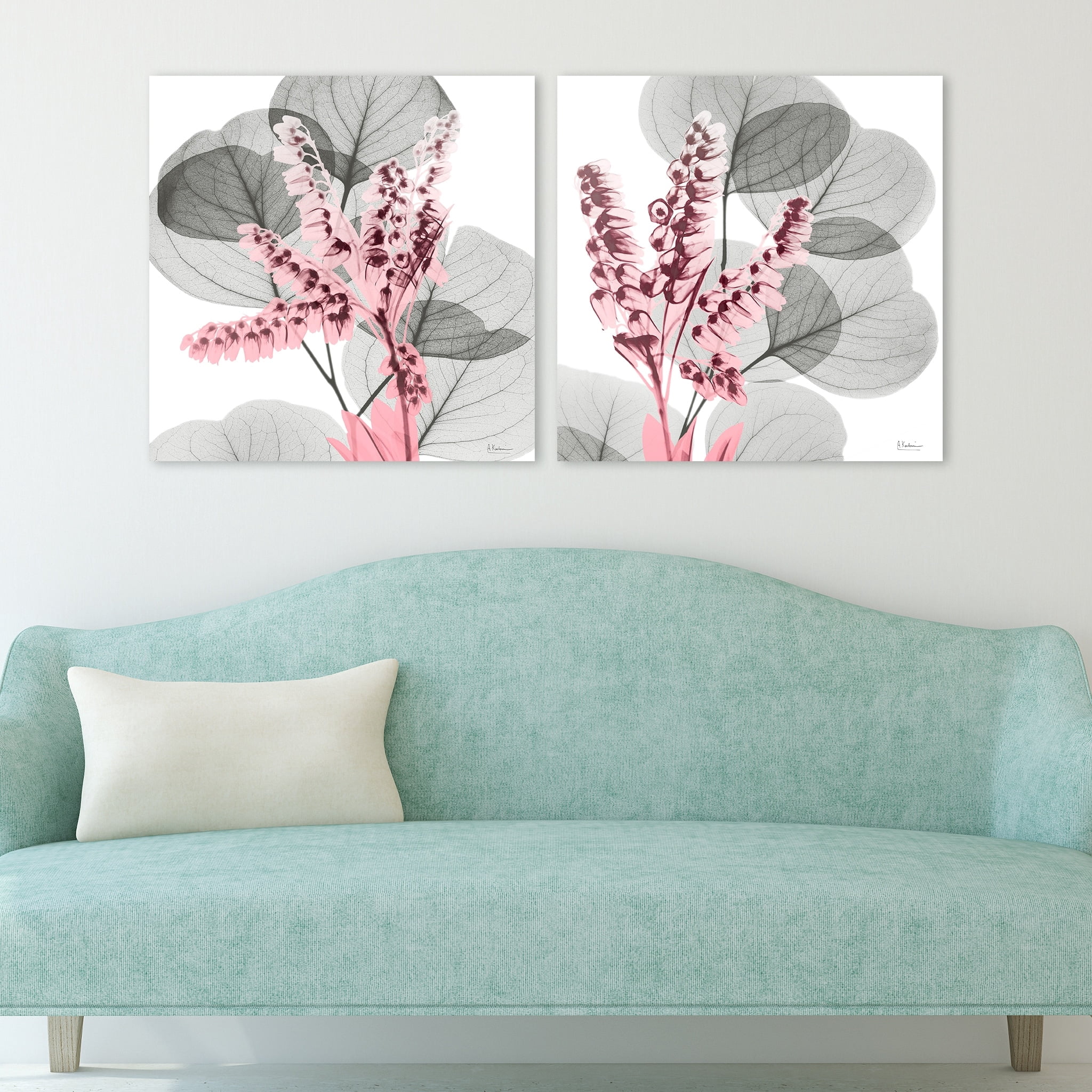 Eucalyptus Bush Driptych Frameless Free Floating 24 in x 24 in Painting Art Prints, by Empire Art Set of 2