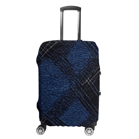Luggage Bag Cover Is Durable And Washable It Has Double Stitching On All Sides There Are Two Openings On The Top For Travel Small Argyle Plaid MidnightBlue_3