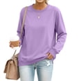 thumbnail image 2 of Women's Crew Neck Sweatshirt Long Sleeve Tops for Women Fall Clothes Outfits 2026 Fashion,Comfy Loose Fit Shirts,Casual Basic Pullover Light Purple 2XL, 2 of 7