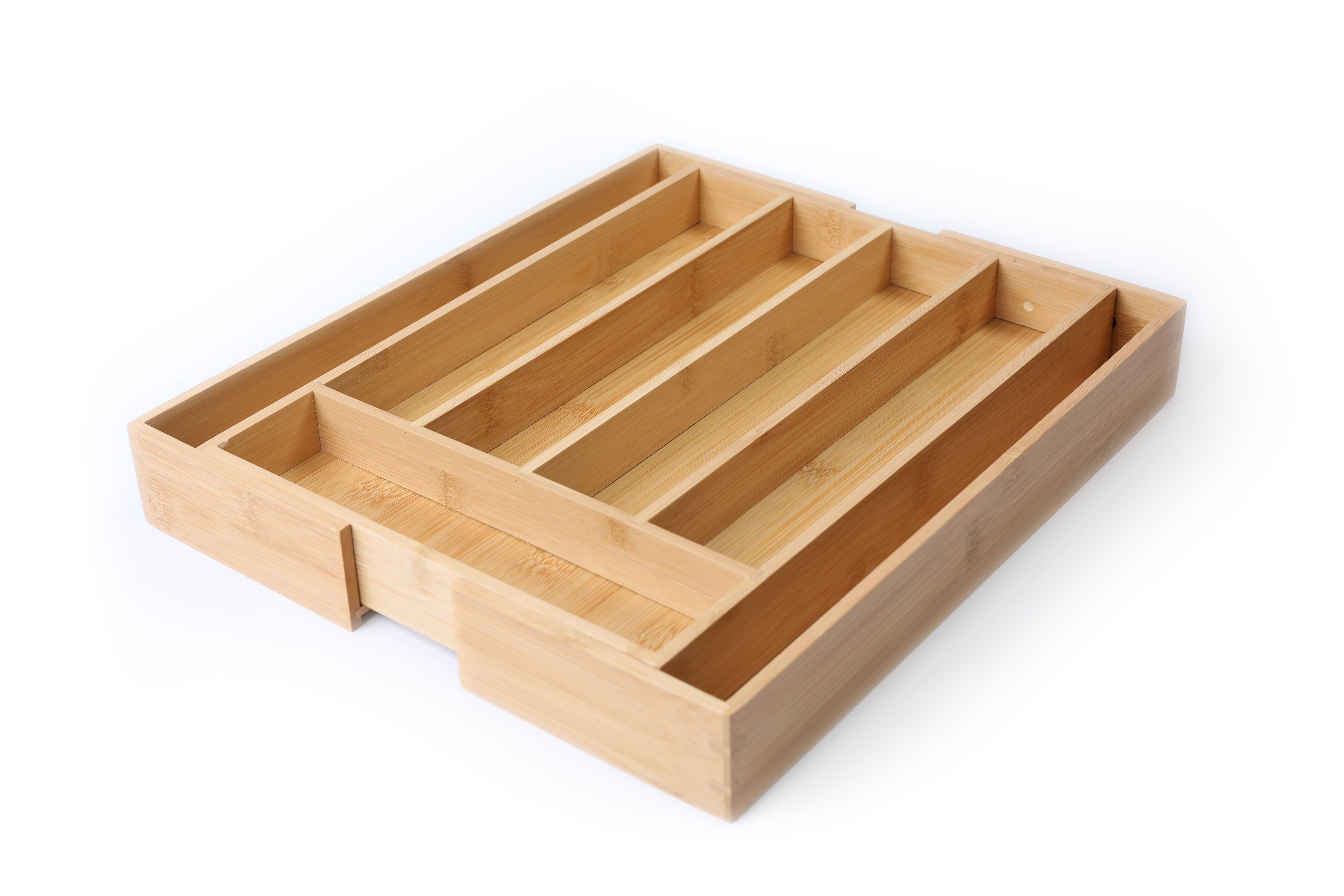 Home Basics Extra Deep 5 Divided Compartment Rustic Pine Wood Cutlery and  Flatware Drawer Storage Organizer Tray, Natural