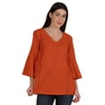thumbnail image 1 of Moomaya Tunique en Coton à Manches Cloche pour Femmes Col en V Simple Top Schiffli d'Été, 1 of 7