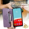 thumbnail image 2 of Feishell Compatible with Samsung Galaxy S25 Ultra Wallet Case, Business Classic PU Leather Flip Folio Case with Card Holders RFID Blocking Kickstand [Shockproof TPU Inner Shell] Phone Cover,Purple, 2 of 9
